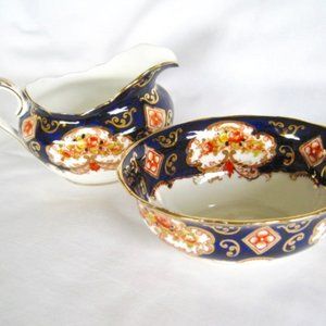 Vintage Royal Albert "Derby" 5.5" Creamer and Oval 5 3/8" Sugar Bowl England